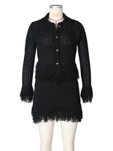 Fashion Knit Sweater Fringe Mini Skirt Two Piece Set