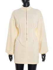 Zipper Cinched Waist Hoodie Package Hip Mini Dress