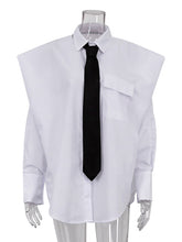 Fashion Lapel Tie Decoration Long Sleeve Shirt