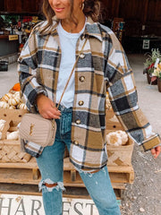 Fashion Flannel Plaid Shacket Jacket