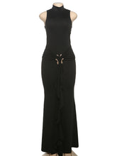 Half A Turtleneck Sleeveless Slim Maxi Dress