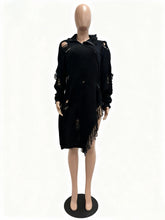 Casual Fringe Trim Asymmetrical Collar Dress