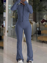 Zipper Cardigan Coat Jumpsuit Sports Casual Set