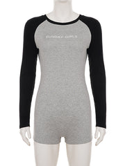 Casual Round Neck Bodysuits Romper