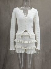 Fashion Knit Ruffled Layered Shorts Tracksuits Set