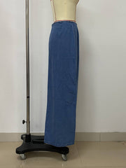 Sexy High Slit Lace-up Irregular Denim Skirt