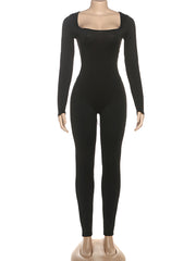 Sexy Long Sleeve Backless Bandage Tight Jumpsuit