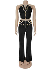 Fashion V-neck Tube Top Trousers Slim Fit Set