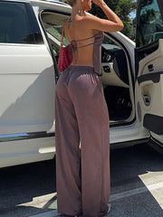 Strapless Backless Tops Trousers Sports Casual Set