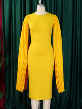 Fashion Cape Sleeves Slim Wrap Hip Midi Dress