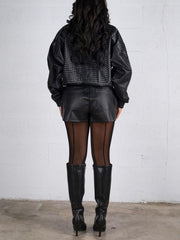 Fashion Zipper PU Leather Bomber Jacket