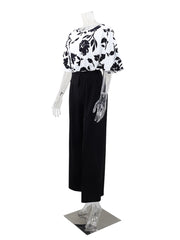Elegant Print T Shirt Straight Pants Two Piece Set