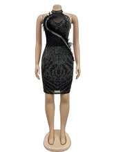 Sexy Halter Sheer Mesh Feather Club Dress