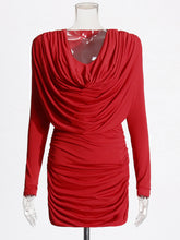 Fashion V-neck pleated Slim Party Dress