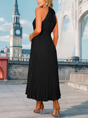 Casual Sleeveless A-Line Cocktail Pleated Dress