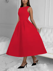 Retro Sleeveless Backless Pleated Party Dress