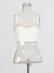 Fashion Straps Vest High Waist Straight Pants Set