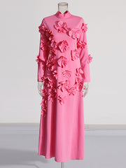 Elegant Flower Applique Slim Maxi Dress