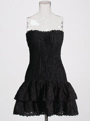 Layered Hem Sexy Strapless Dress