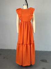 Ruffled Sleeveless A-Line Maxi Shirred Dress