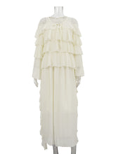 Fashion Bell Sleeve Tiered Ruffle Maxi Dress