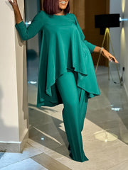 Round Neck Loose Top and Trousers Casual Set