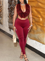 Sexy Halter Backless Lace-up Top Tight Trousers Set