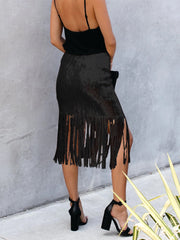 Fashion High Waist Sequin Fringe Skirt