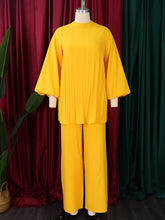 Loose Long Sleeve Top High Waist Wide Leg Pants Set