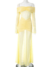 Sexy Off-Shoulder Sheer Mesh Lace Patchwork Maxi Dress