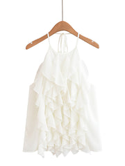 Fashion Sleeveless Backless Ruffle Halter Top