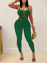 Sexy Twist Halter Backless Lace-up Hollow Out Jumpsuit