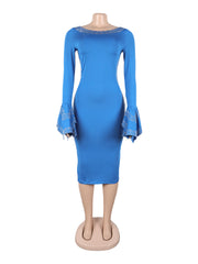 Sexy Rhinestone Backless Bodycon Dress