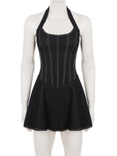 Casual Halter Backless Mini Dress