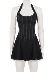 Casual Halter Backless Mini Dress