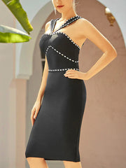 Sexy Rhinestone Midi Dress Evening Gown