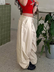 Fashion High Waist Drawstring Baggy Wide Leg Pants