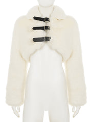 Fashion Faux Fur Long Sleeve Cardigan Cropped Coat
