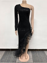 One Shoulder Sequin Irregularity Dress