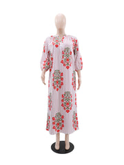 Casual Floral Print Loose Maxi Dress