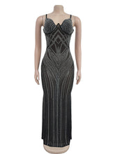 Spaghetti Strap Rhinestones Evening Party Dress
