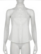 Halter Backless Single Breasted Bandage Top