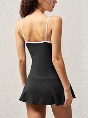 Casual Spaghetti Strap Lettering Print Slim Mini Dress