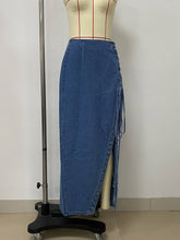 Sexy High Slit Lace-up Irregular Denim Skirt