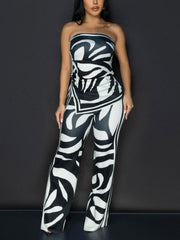 Casual Elastic Tube Top And Long Pants Sets