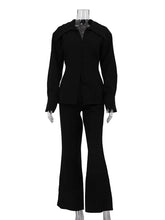 Fashion Belted Blazer and Wide Leg Pants Sets