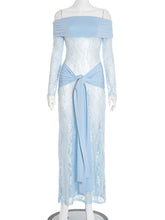 Sexy Lace Off Shoulder See Through Maxi Dress