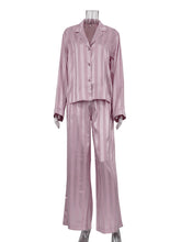Elegant Loose Stripe Shirt And High Waist Pants Set