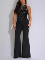 Fashion Sleeveless Pleated Straight Jumpsuit