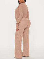 Fashion Cowl Neck Mesh Sheer Top And Pant Sets